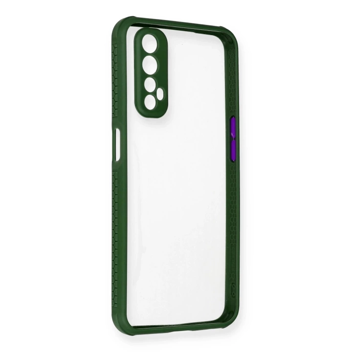 BFS  Realme 7 Kılıf Miami Şeffaf Silikon - Koyu Yeşil