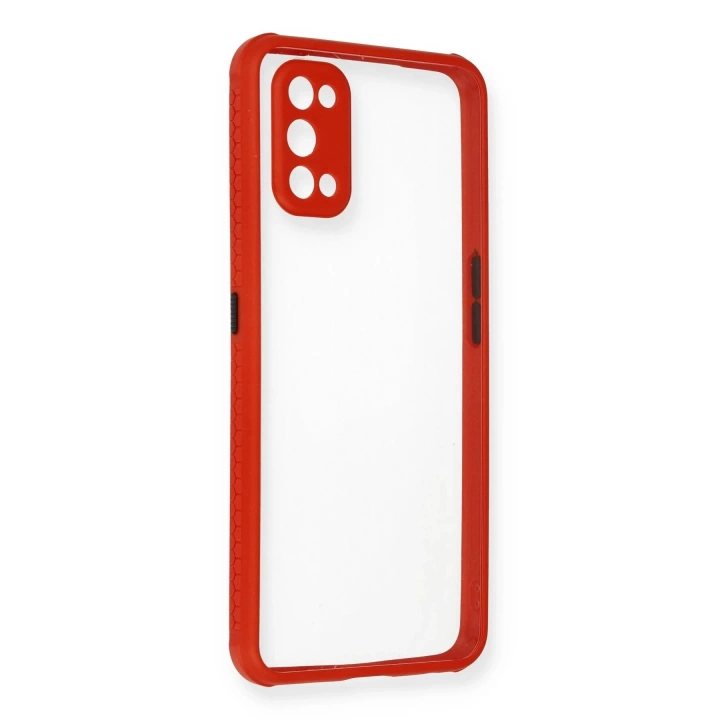 BFS  Realme 7 Pro Kılıf Miami Şeffaf Silikon - Kırmızı