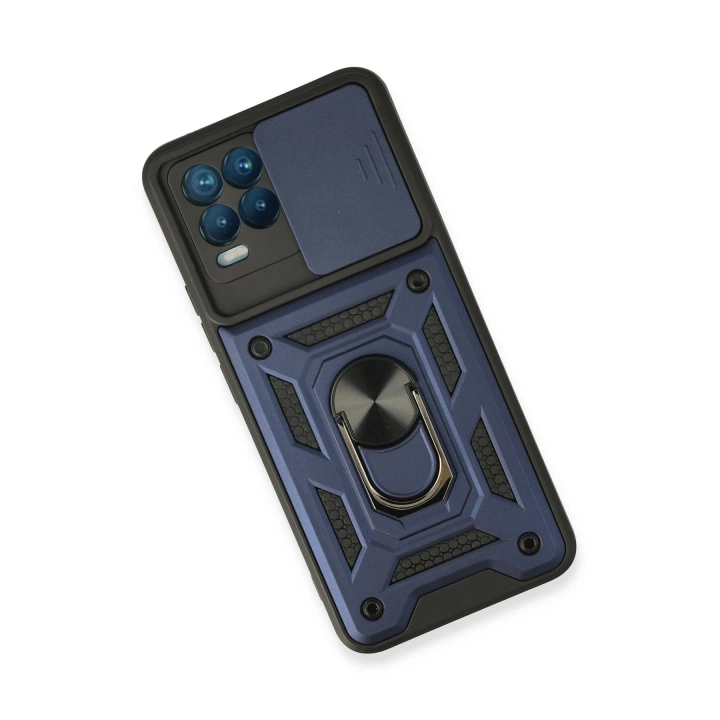 BFS  Realme 8 Kılıf Pars Lens Yüzüklü Silikon - Lacivert