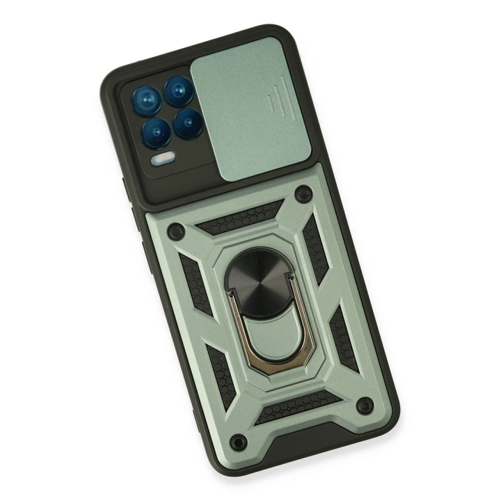 BFS  Realme 8 Kılıf Pars Lens Yüzüklü Silikon - Yeşil