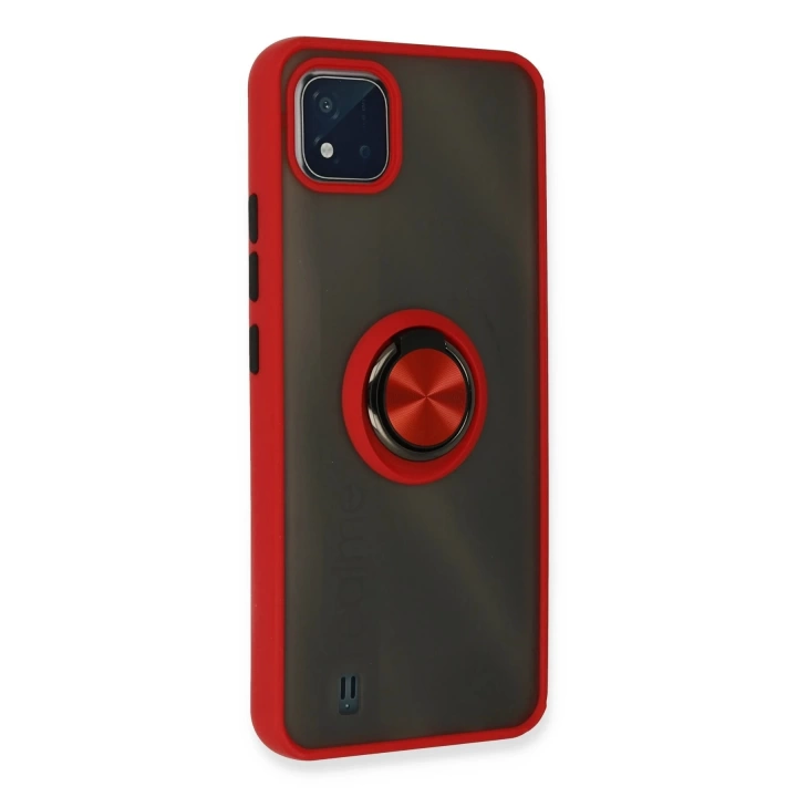 BFS  Realme C11 2021 Kılıf Montreal Yüzüklü Silikon Kapak - Kırmızı