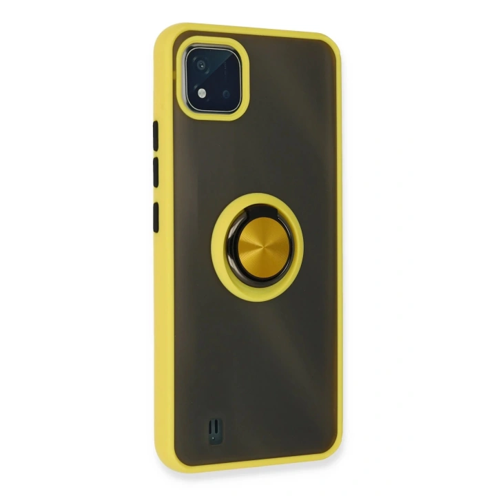 BFS Realme C11 2021 Kılıf Montreal Yüzüklü Silikon Kapak - Sarı