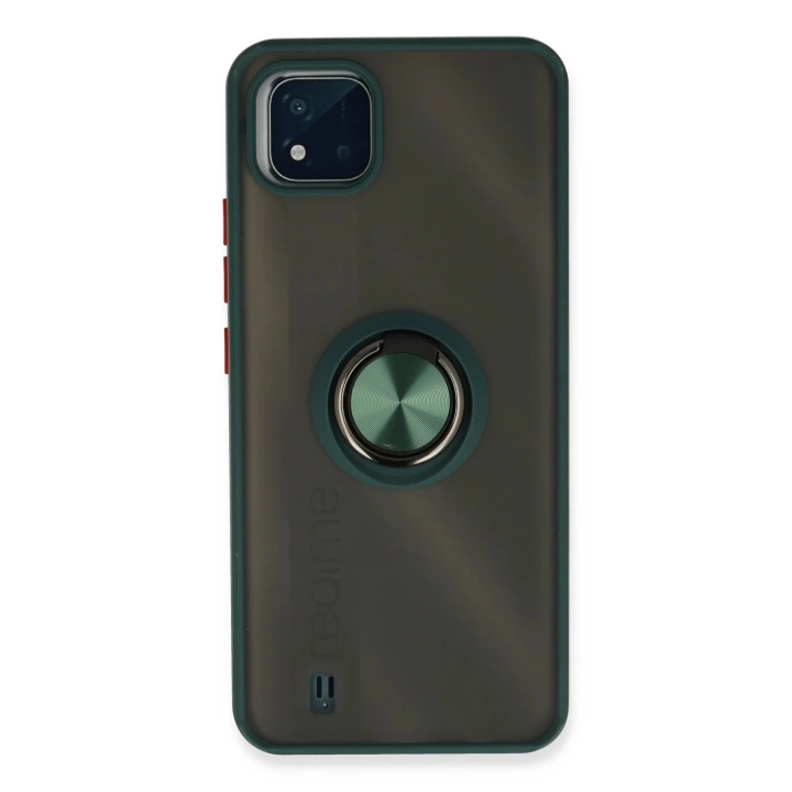 BFS  Realme C11 2021 Kılıf Montreal Yüzüklü Silikon Kapak - Yeşil