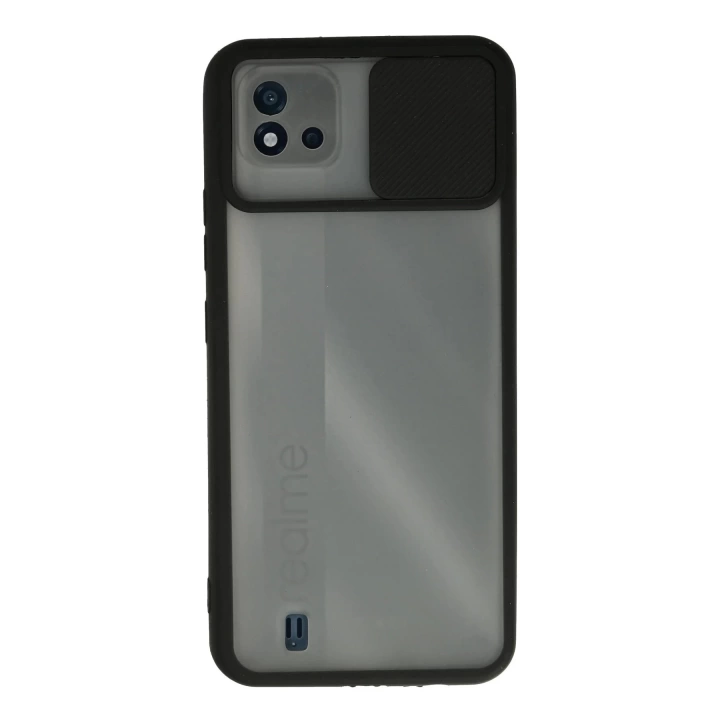 BFS  Realme C11 2021 Kılıf Palm Buzlu Kamera Sürgülü Silikon - Siyah