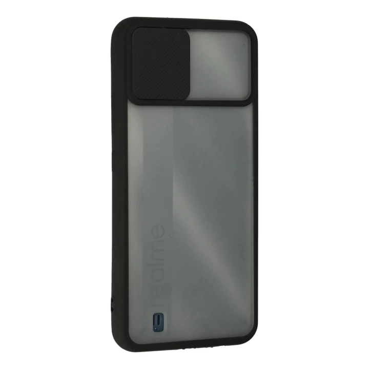 BFS  Realme C11 2021 Kılıf Palm Buzlu Kamera Sürgülü Silikon - Siyah