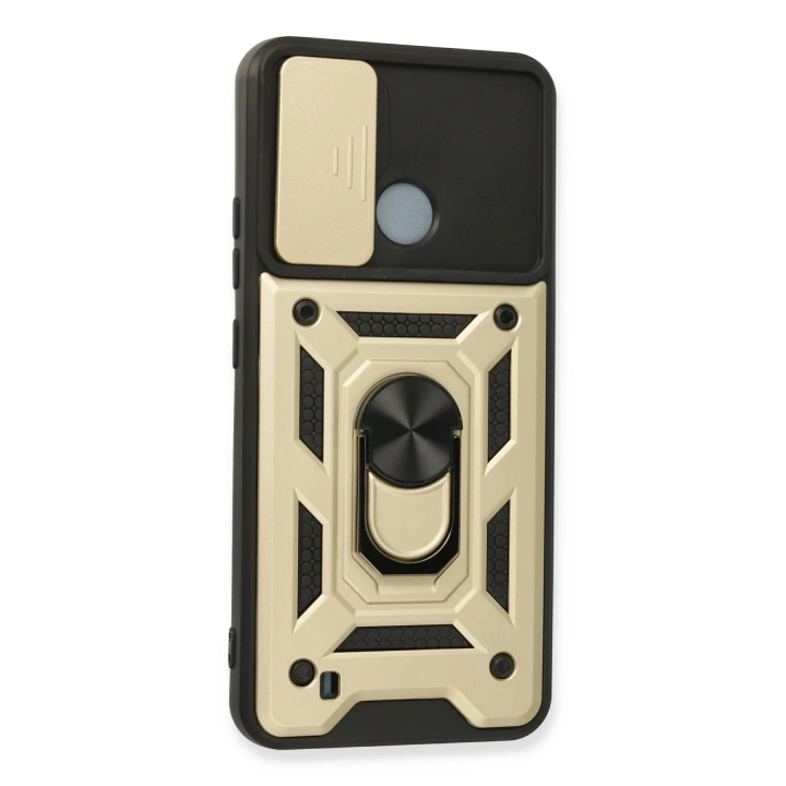 BFS  Realme C11 2021 Kılıf Pars Lens Yüzüklü Silikon - Gold