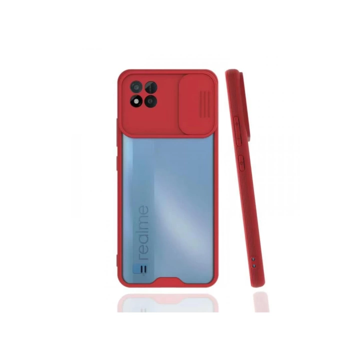 BFS  Realme C11 2021 Kılıf Platin Kamera Koruma Silikon - Kırmızı