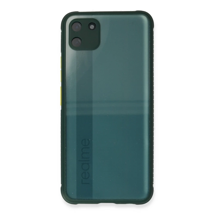BFS  Realme C11 Kılıf Miami Şeffaf Silikon - Koyu Yeşil