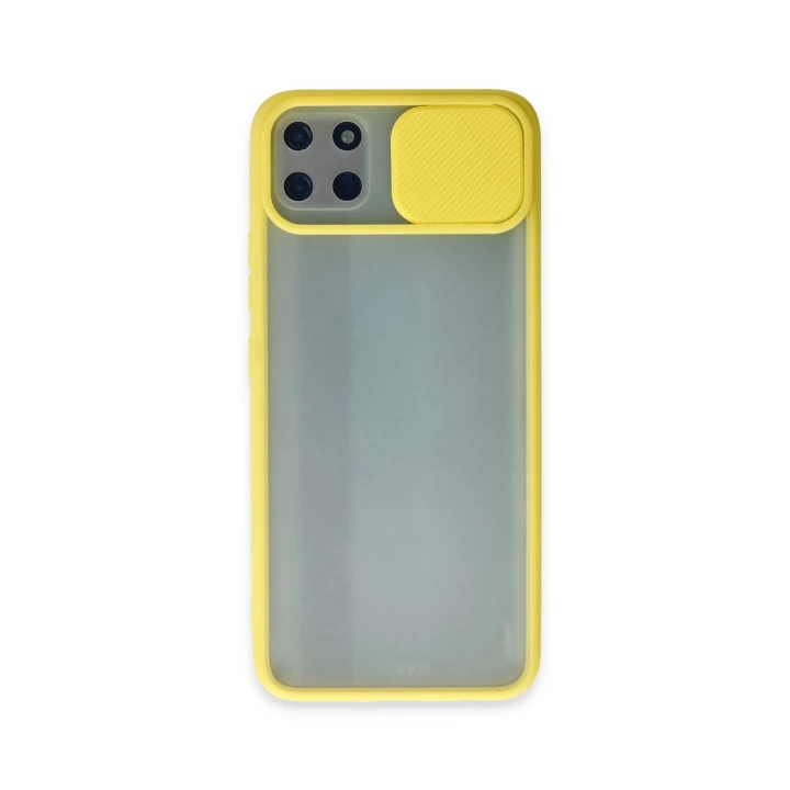 BFS  Realme C11 Kılıf Palm Buzlu Kamera Sürgülü Silikon - Sarı