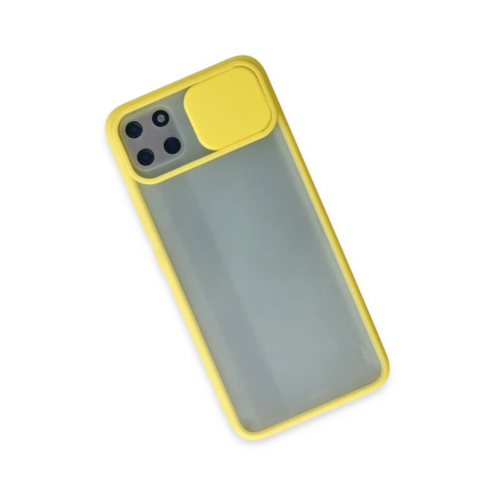 BFS  Realme C11 Kılıf Palm Buzlu Kamera Sürgülü Silikon - Sarı
