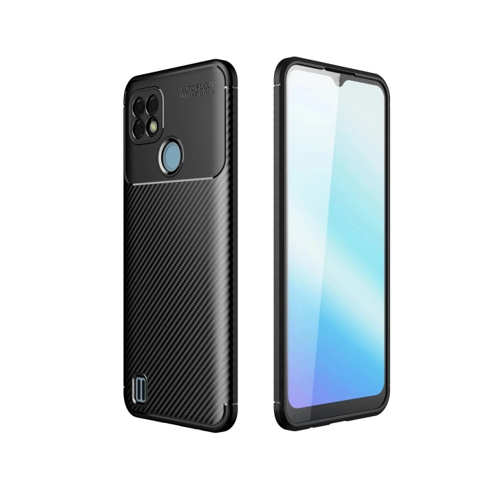 BFS  Realme C21 Kılıf Auto Focus Karbon Kapak - Siyah