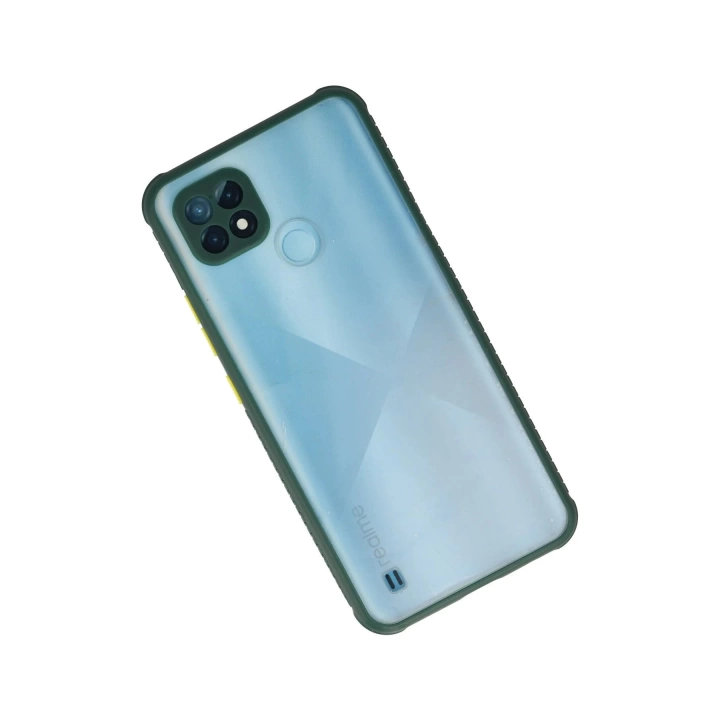 BFS  Realme C21 Kılıf Miami Şeffaf Silikon - Koyu Yeşil