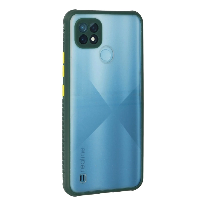 BFS  Realme C21 Kılıf Miami Şeffaf Silikon - Koyu Yeşil