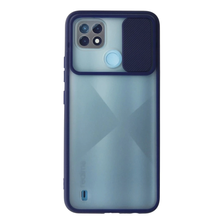 BFS  Realme C21 Kılıf Palm Buzlu Kamera Sürgülü Silikon - Lacivert