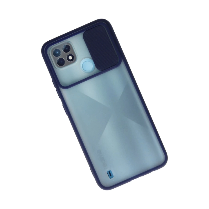 BFS  Realme C21 Kılıf Palm Buzlu Kamera Sürgülü Silikon - Lacivert