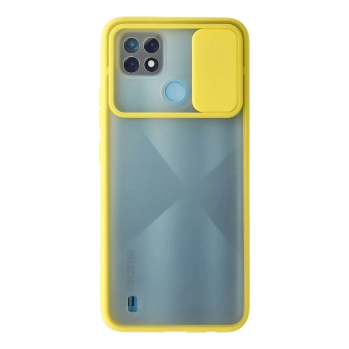 BFS  Realme C21 Kılıf Palm Buzlu Kamera Sürgülü Silikon - Sarı