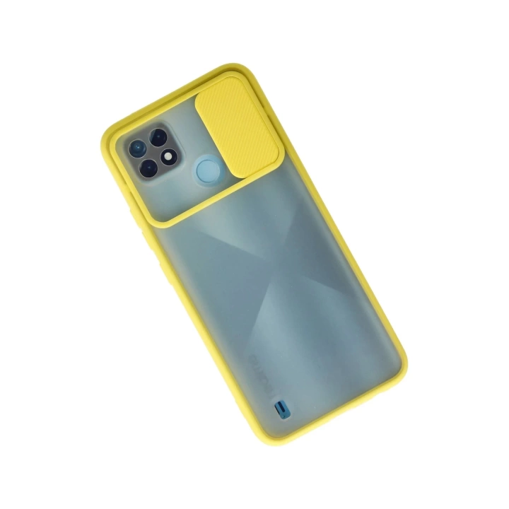 BFS  Realme C21 Kılıf Palm Buzlu Kamera Sürgülü Silikon - Sarı