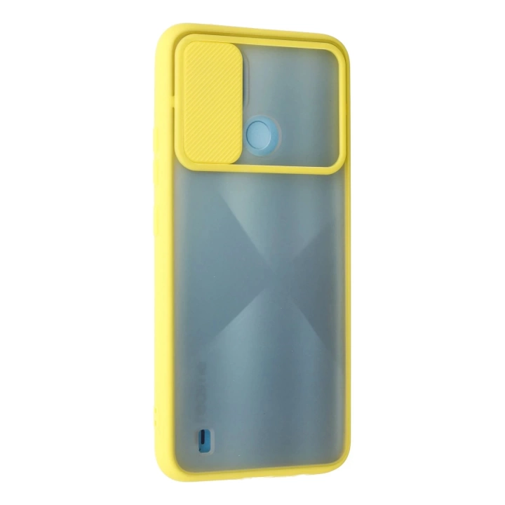 BFS  Realme C21 Kılıf Palm Buzlu Kamera Sürgülü Silikon - Sarı