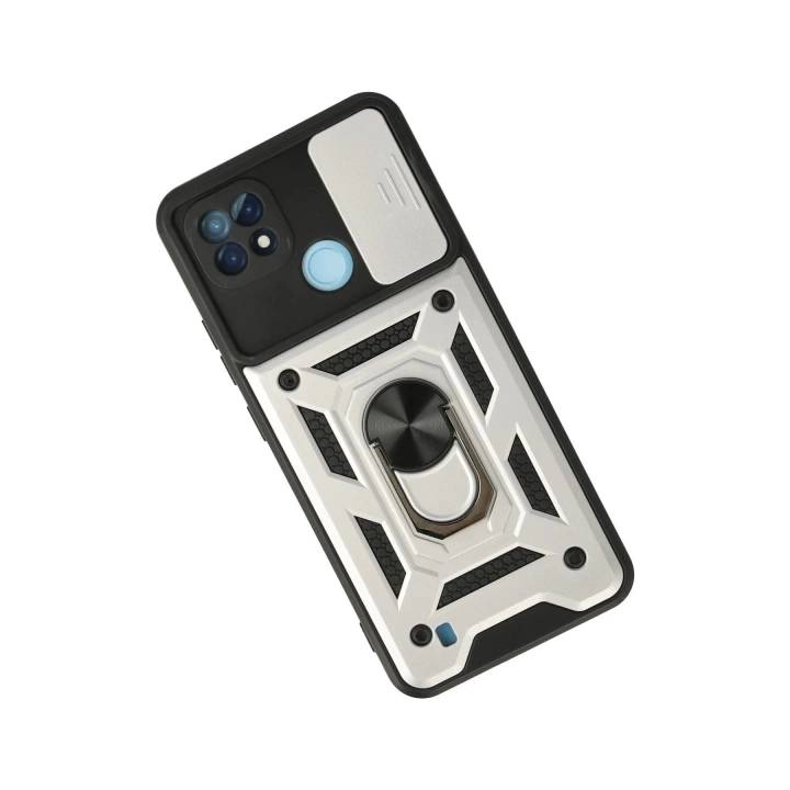 BFS  Realme C21 Kılıf Pars Lens Yüzüklü Silikon - Gümüş