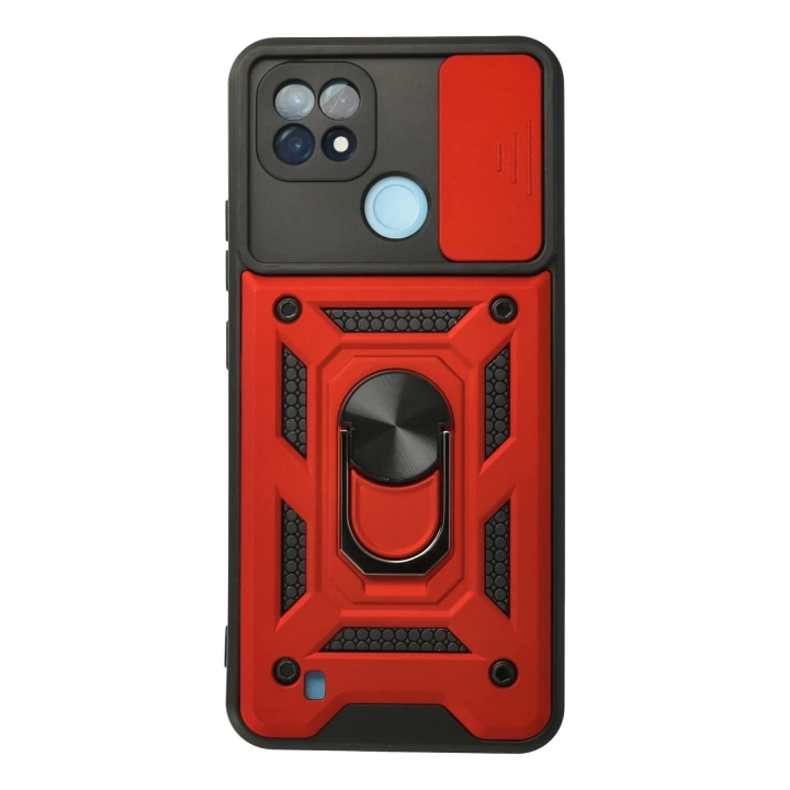 BFS  Realme C21 Kılıf Pars Lens Yüzüklü Silikon - Kırmızı