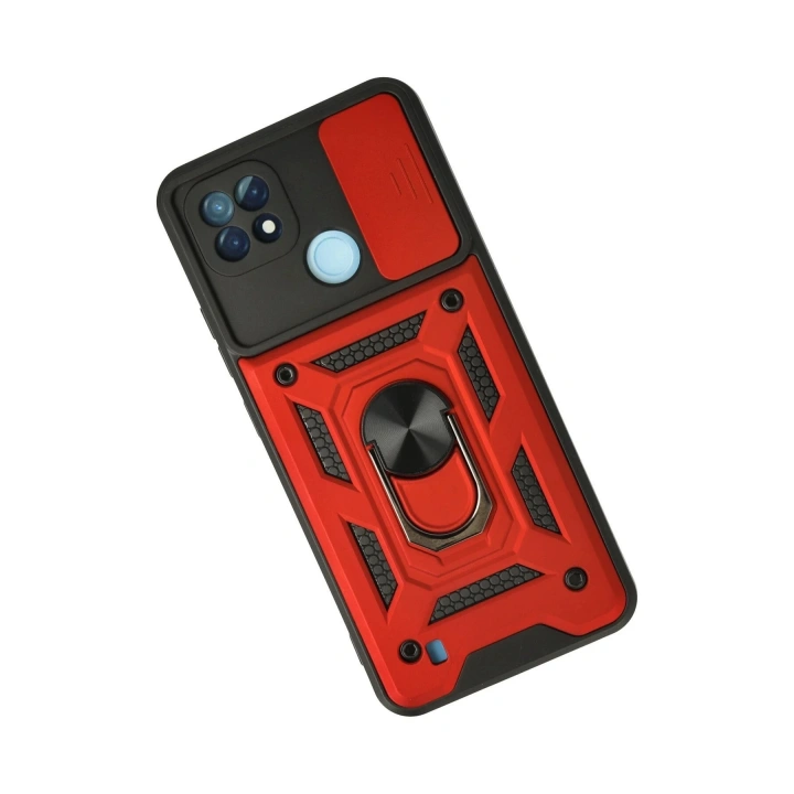 BFS  Realme C21 Kılıf Pars Lens Yüzüklü Silikon - Kırmızı