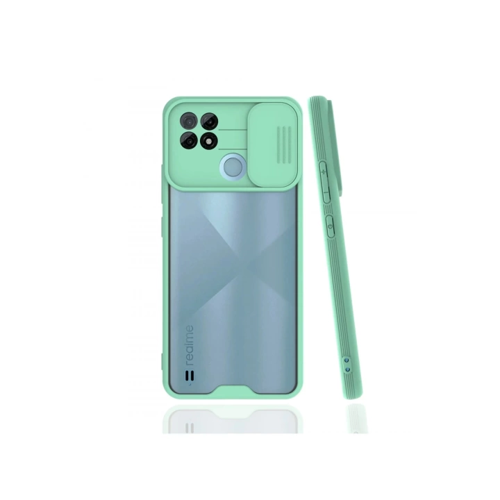 BFS  Realme C21 Kılıf Platin Kamera Koruma Silikon - Açık Yeşil