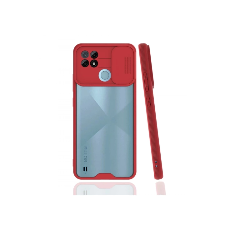 BFS  Realme C21 Kılıf Platin Kamera Koruma Silikon - Kırmızı