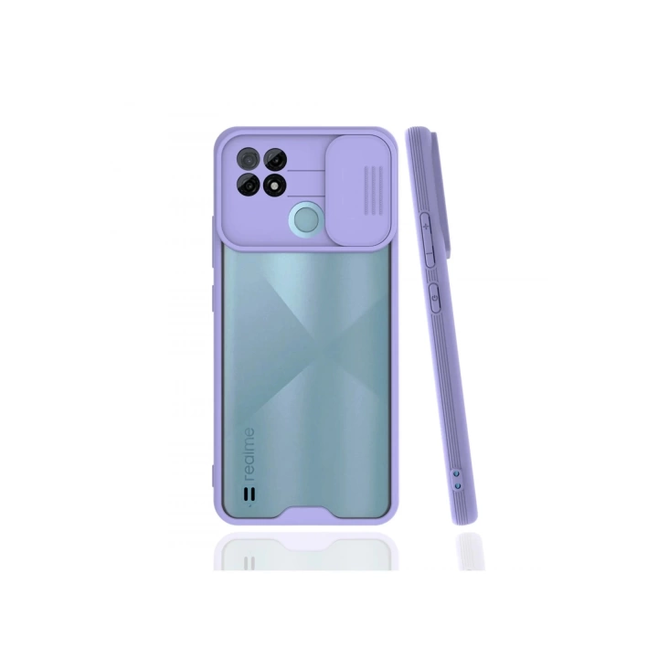 BFS  Realme C21 Kılıf Platin Kamera Koruma Silikon - Lila