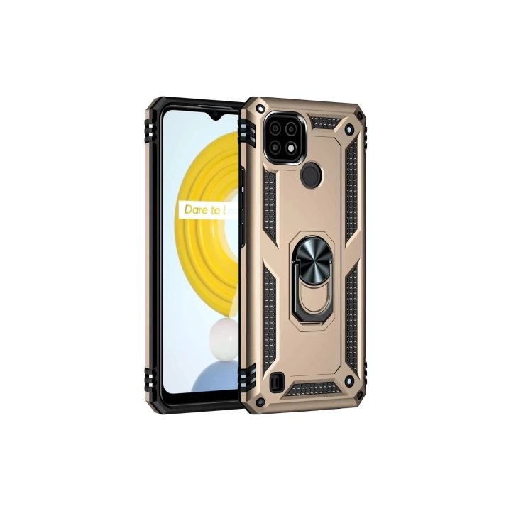 BFS  Realme C21 Kılıf Sofya Yüzüklü Silikon Kapak - Gold