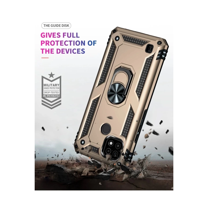 BFS  Realme C21 Kılıf Sofya Yüzüklü Silikon Kapak - Gold