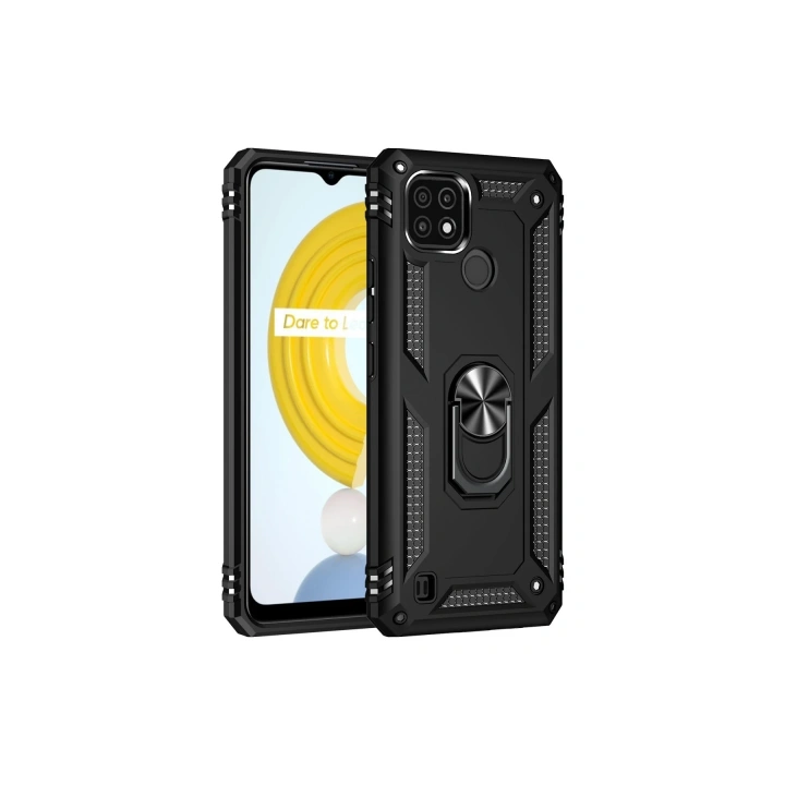 BFS  Realme C21 Kılıf Sofya Yüzüklü Silikon Kapak - Siyah