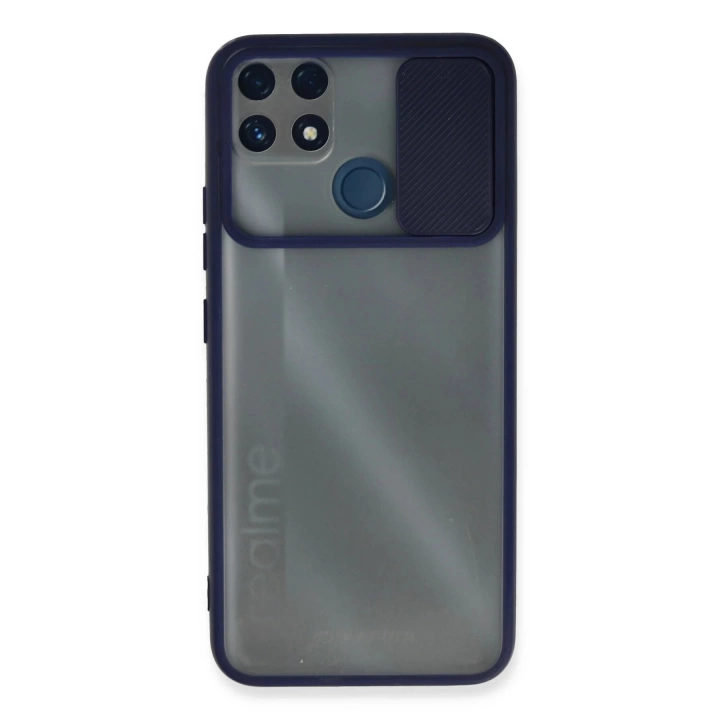 BFS  Realme C25 Kılıf Palm Buzlu Kamera Sürgülü Silikon - Lacivert