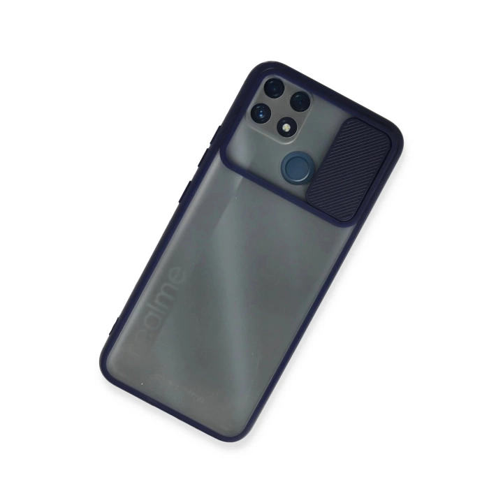 BFS  Realme C25 Kılıf Palm Buzlu Kamera Sürgülü Silikon - Lacivert