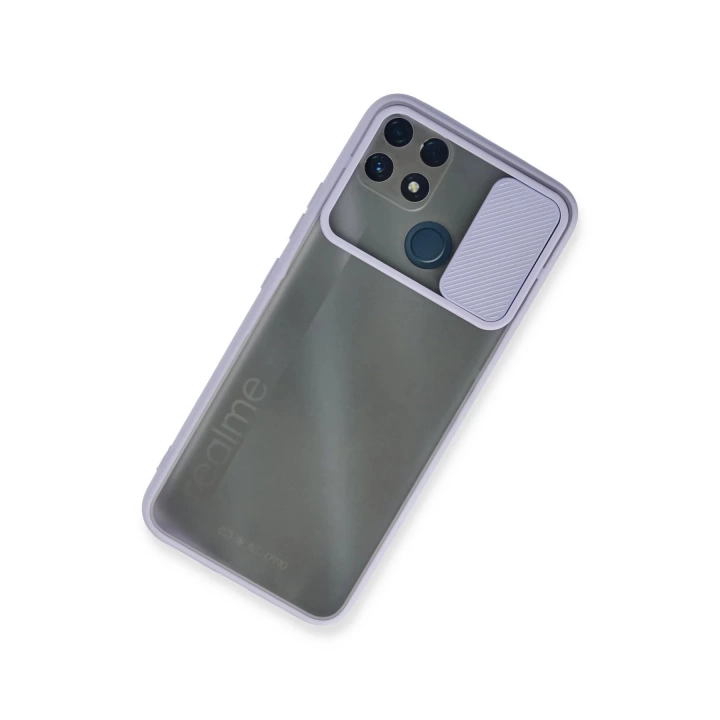 BFS  Realme C25 Kılıf Palm Buzlu Kamera Sürgülü Silikon - Lila