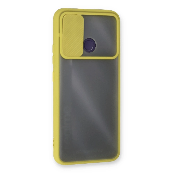 BFS  Realme C25 Kılıf Palm Buzlu Kamera Sürgülü Silikon - Sarı