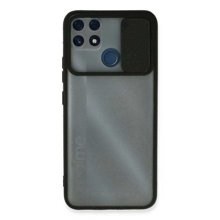 BFS  Realme C25 Kılıf Palm Buzlu Kamera Sürgülü Silikon - Siyah