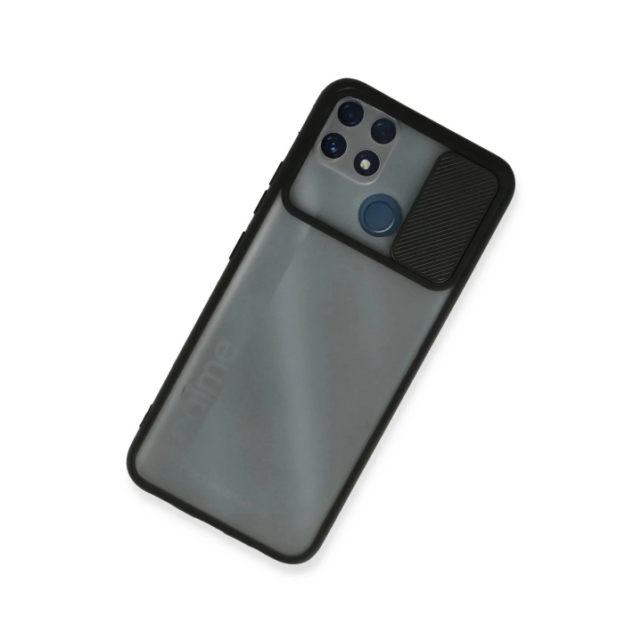 BFS  Realme C25 Kılıf Palm Buzlu Kamera Sürgülü Silikon - Siyah