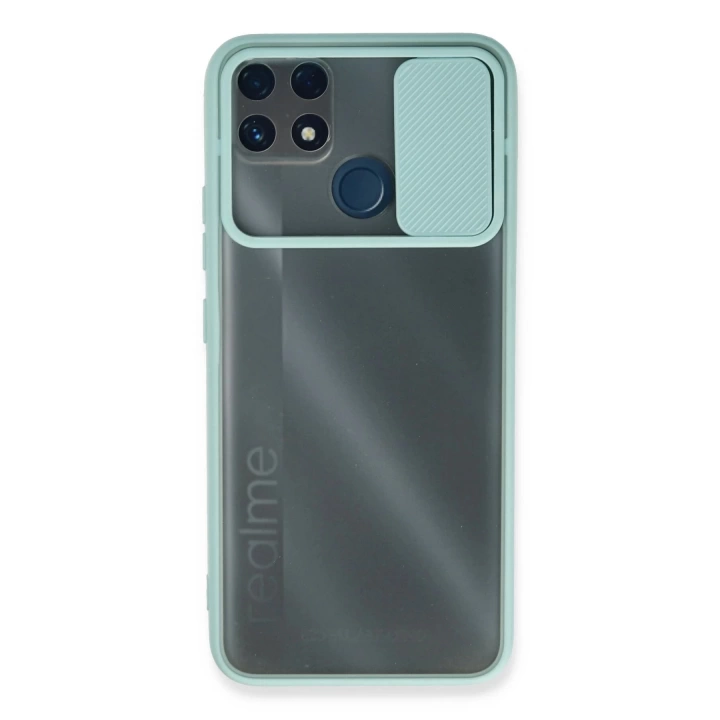 BFS  Realme C25 Kılıf Palm Buzlu Kamera Sürgülü Silikon - Turkuaz