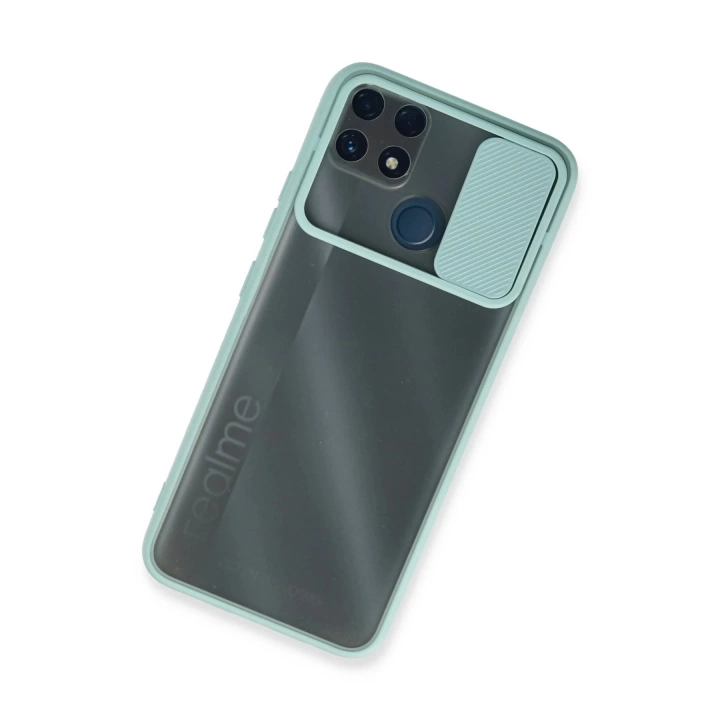 BFS  Realme C25 Kılıf Palm Buzlu Kamera Sürgülü Silikon - Turkuaz