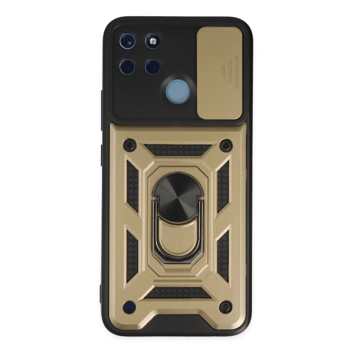 BFS  Realme C25Y Kılıf Pars Lens Yüzüklü Silikon - Gold