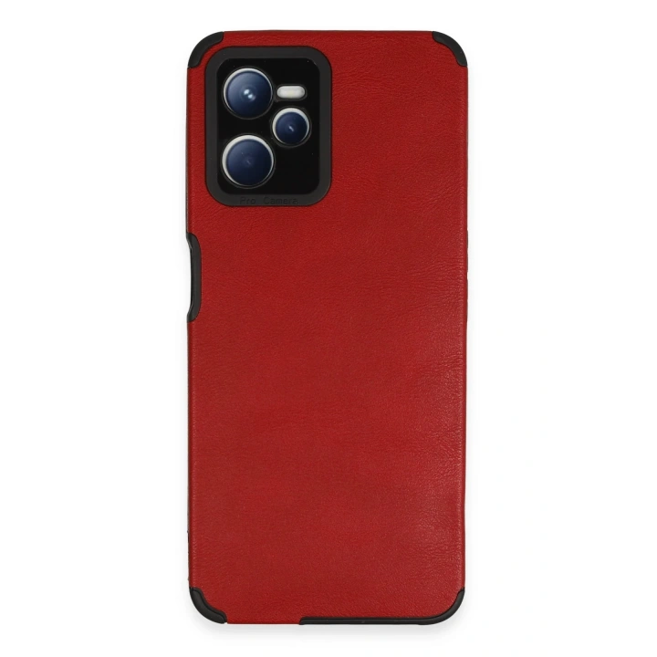 BFS  Realme C35 Kılıf Loop Deri Silikon - Kırmızı