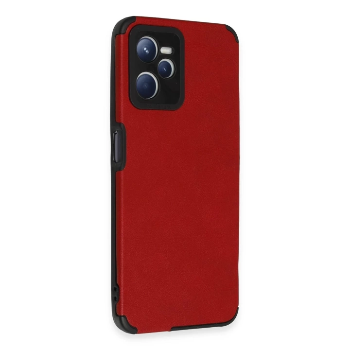 BFS  Realme C35 Kılıf Loop Deri Silikon - Kırmızı
