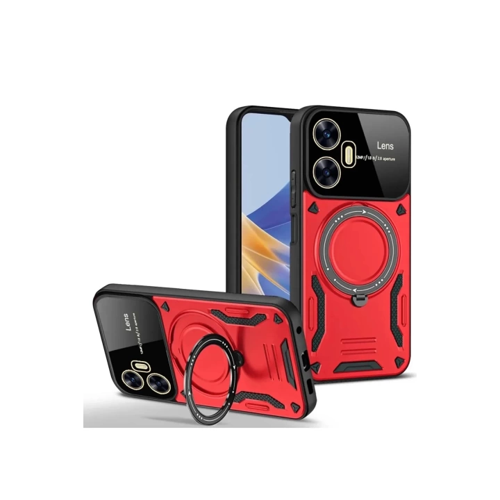 BFS  Realme C55 Kılıf Joy Lens Standlı Kapak - Kırmızı