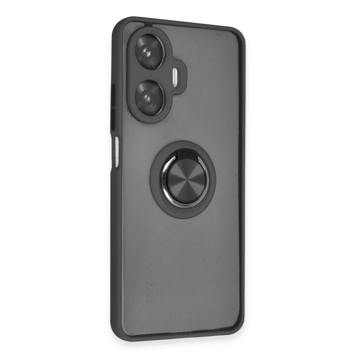 BFS  Realme C55 Kılıf Montreal Yüzüklü Silikon Kapak - Siyah
