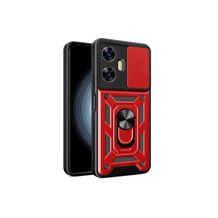 BFS  Realme C55 Kılıf Pars Lens Yüzüklü Silikon - Kırmızı