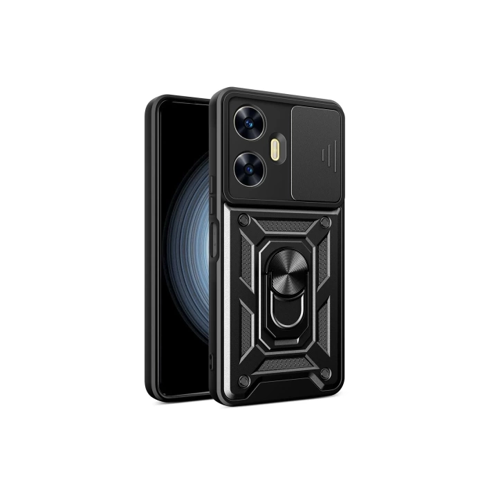 BFS  Realme C55 Kılıf Pars Lens Yüzüklü Silikon - Siyah