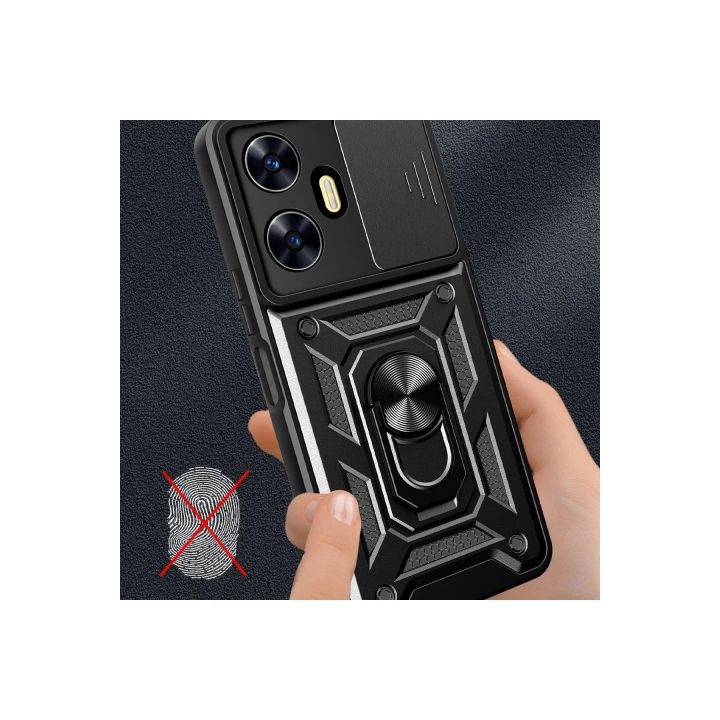 BFS  Realme C55 Kılıf Pars Lens Yüzüklü Silikon - Siyah