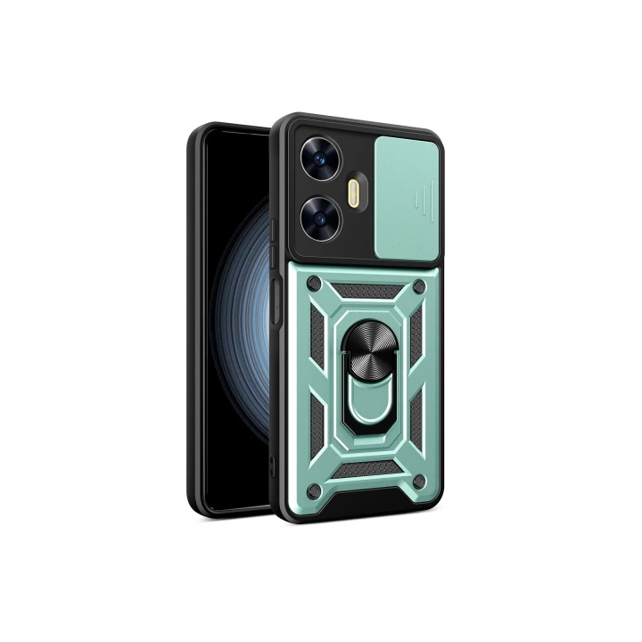 BFS  Realme C55 Kılıf Pars Lens Yüzüklü Silikon - Yeşil