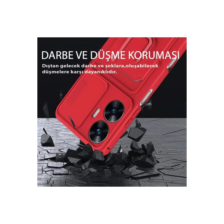 BFS  Realme C55 Kılıf Zuma Kartvizitli Yüzüklü Silikon - Siyah