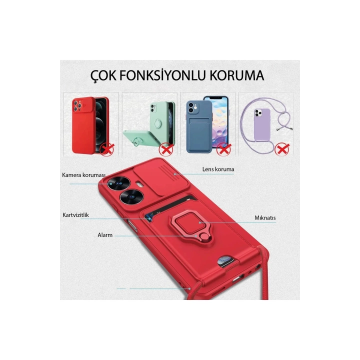 BFS  Realme C55 Kılıf Zuma Kartvizitli Yüzüklü Silikon - Siyah
